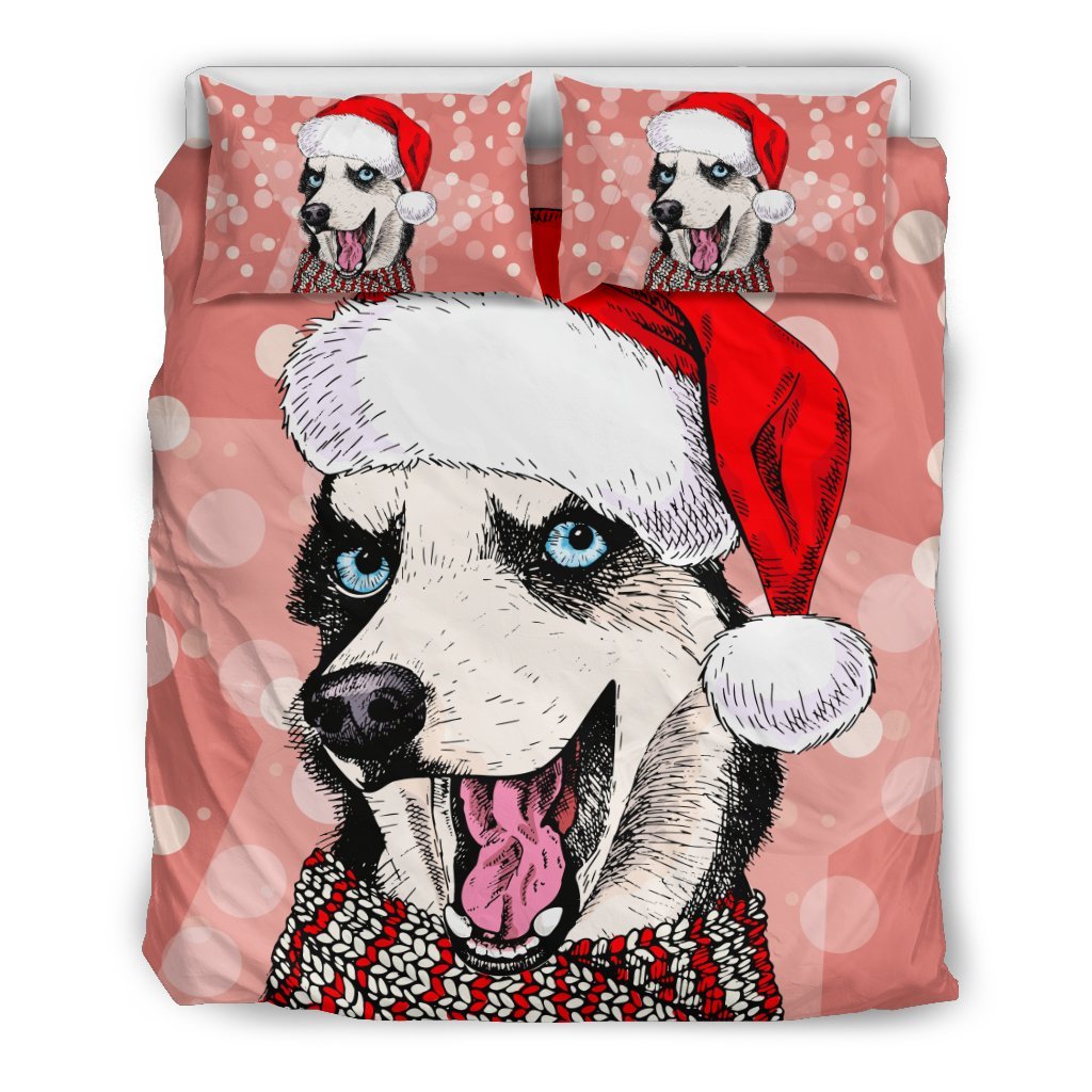 Siberian Husky Christmas Print Duvet Cover Bedding Set-grizzshop