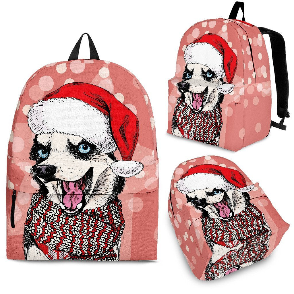 Siberian Husky Christmas Print Premium Backpack-grizzshop