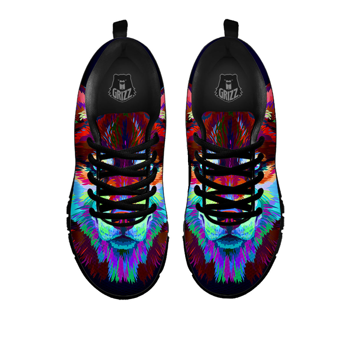 Siberian Husky Colorful Print Black Sneaker-grizzshop