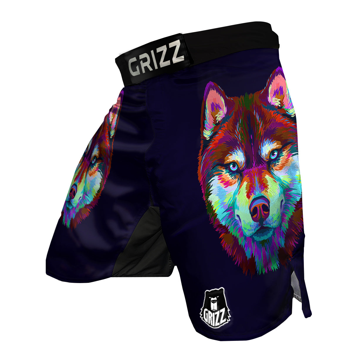 Siberian Husky Colorful Print MMA Shorts-grizzshop