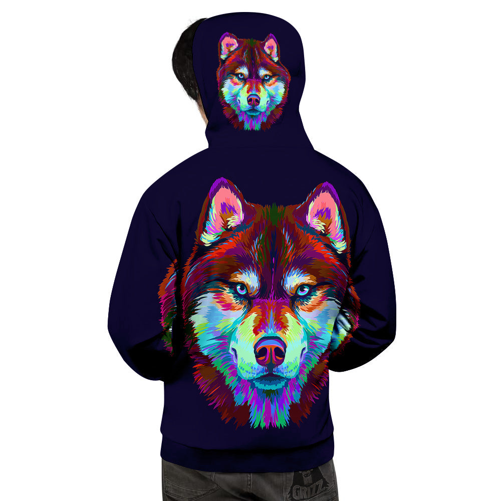 Siberian Husky Colorful Print Men's Hoodie-grizzshop