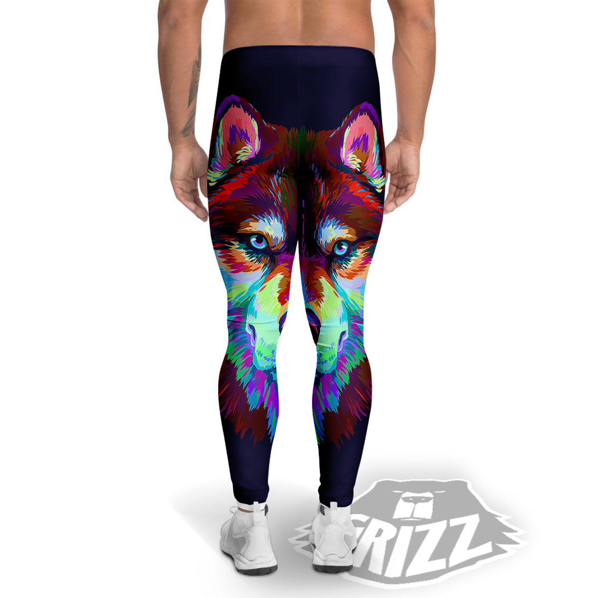 Siberian Husky Colorful Print Men's Leggings-grizzshop