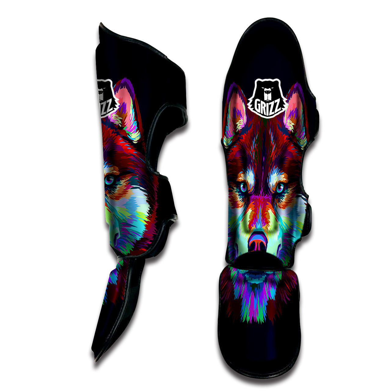 Siberian Husky Colorful Print Muay Thai Shin Guards-grizzshop