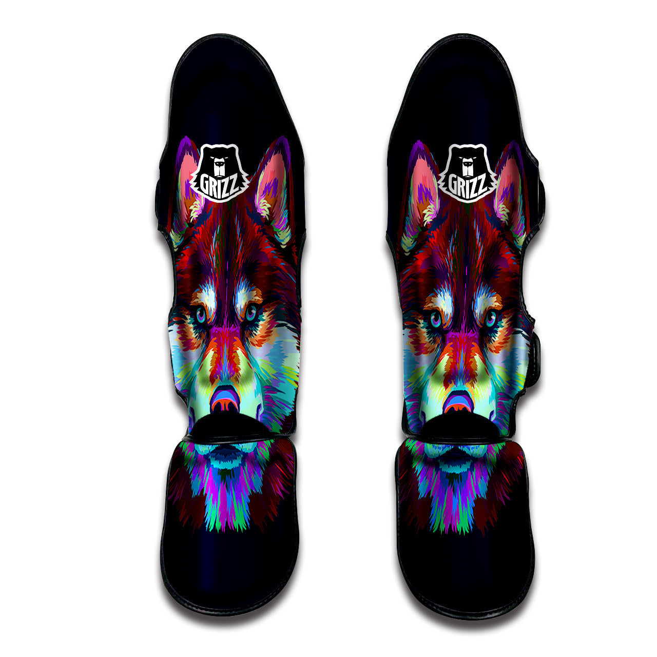 Siberian Husky Colorful Print Muay Thai Shin Guards-grizzshop