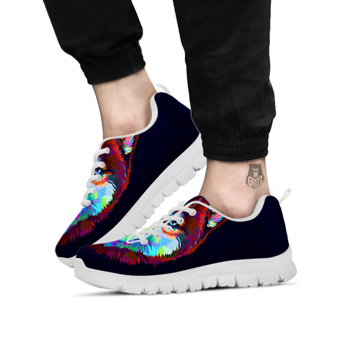 Siberian Husky Colorful Print White Sneaker-grizzshop