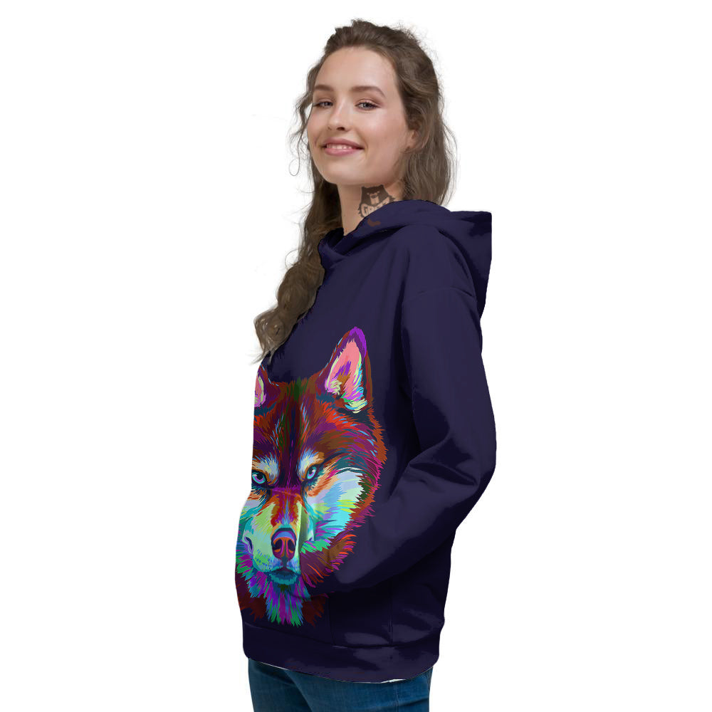 Siberian Husky Colorful Print Women's Hoodie-grizzshop