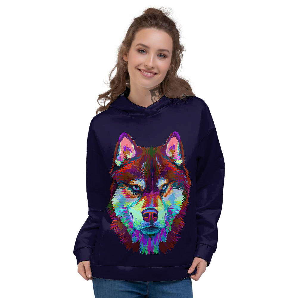 Siberian Husky Colorful Print Women's Hoodie-grizzshop