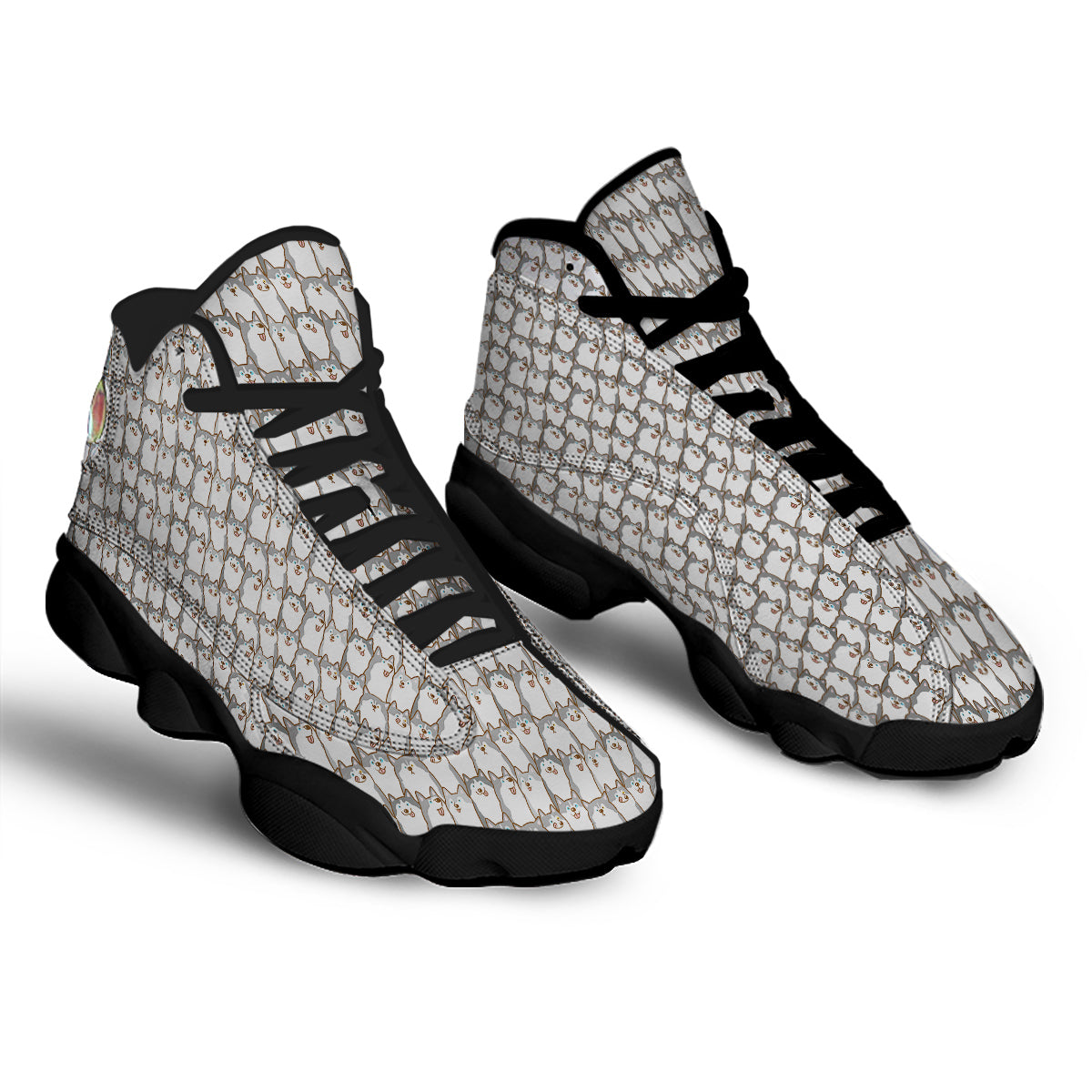Siberian Husky Cute Print Pattern Black Basketball Shoes-grizzshop