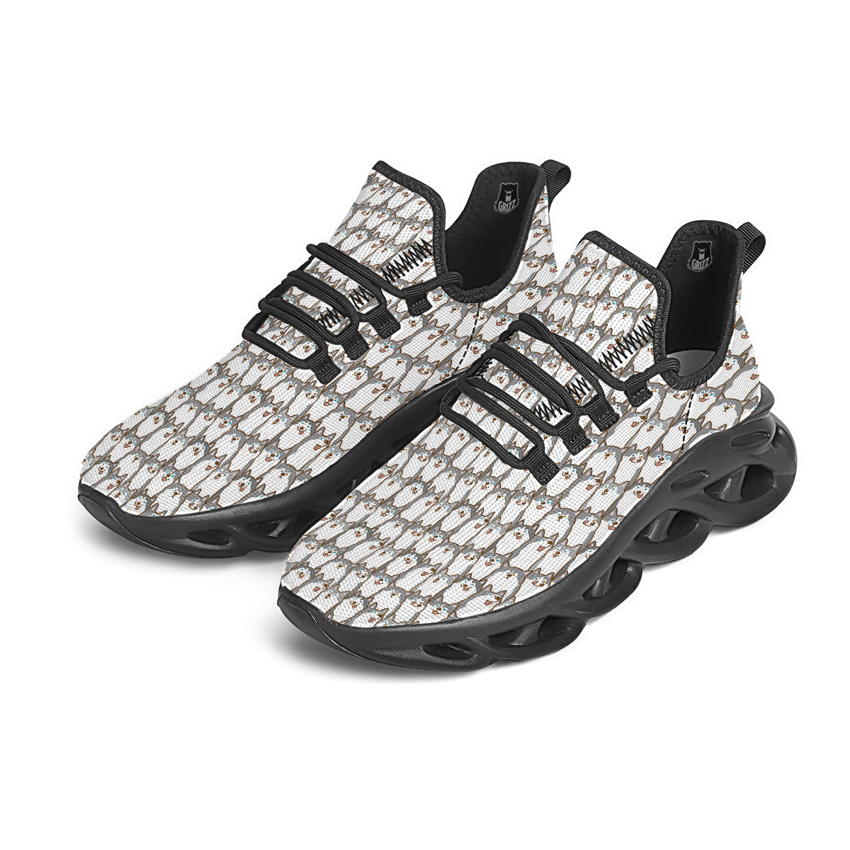 Siberian Husky Cute Print Pattern Black Running Shoes-grizzshop