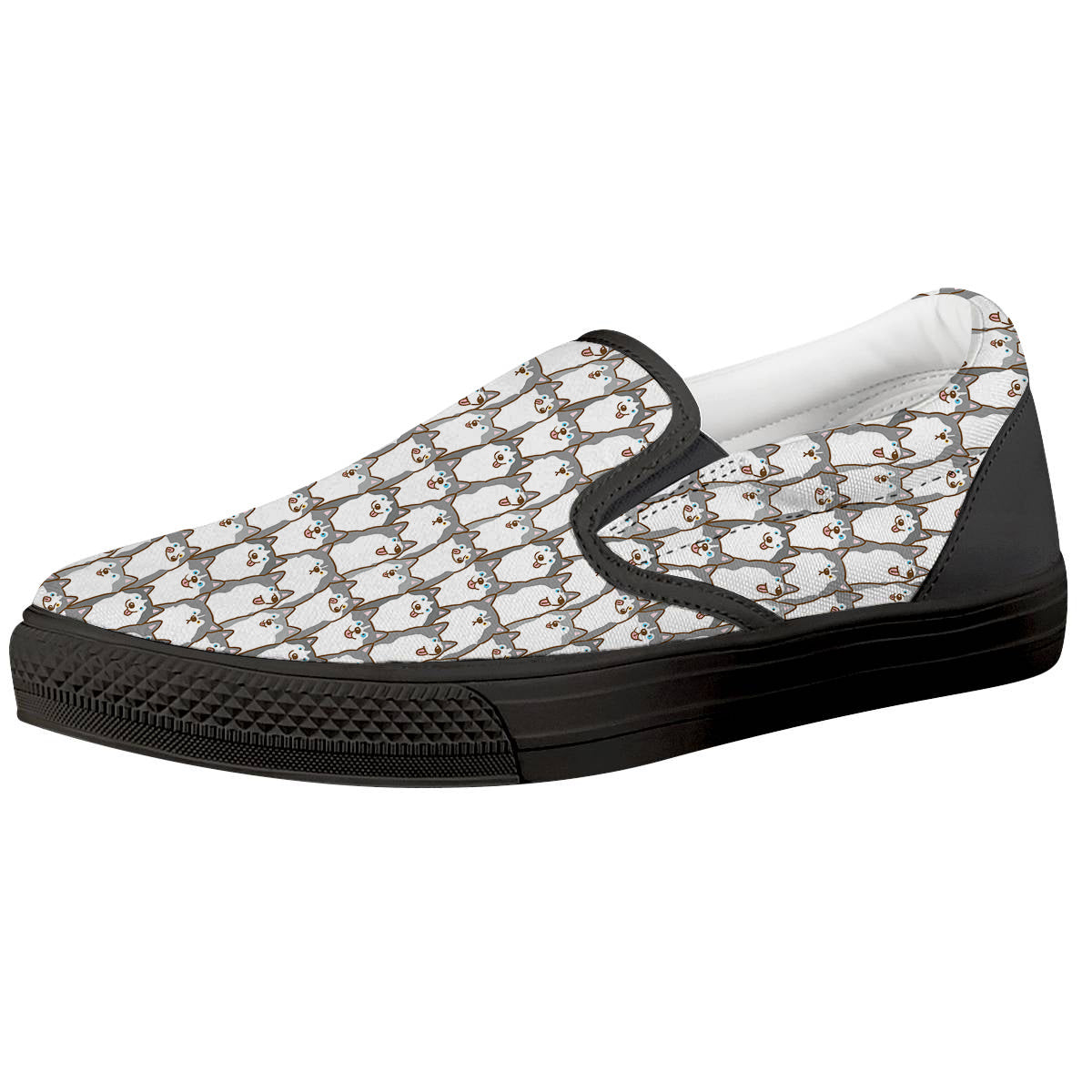 Siberian Husky Cute Print Pattern Black Slip On Shoes-grizzshop