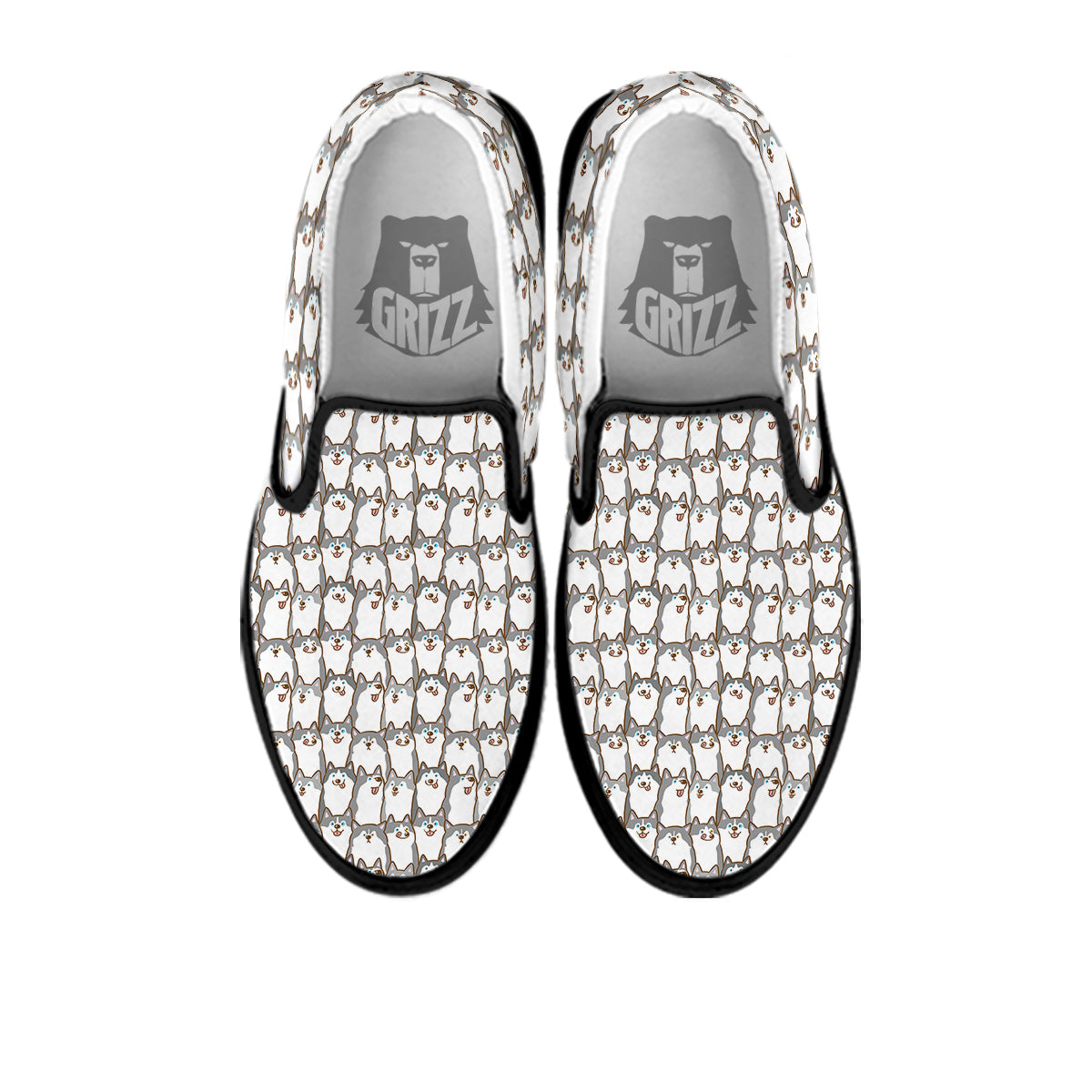 Siberian Husky Cute Print Pattern Black Slip On Shoes-grizzshop