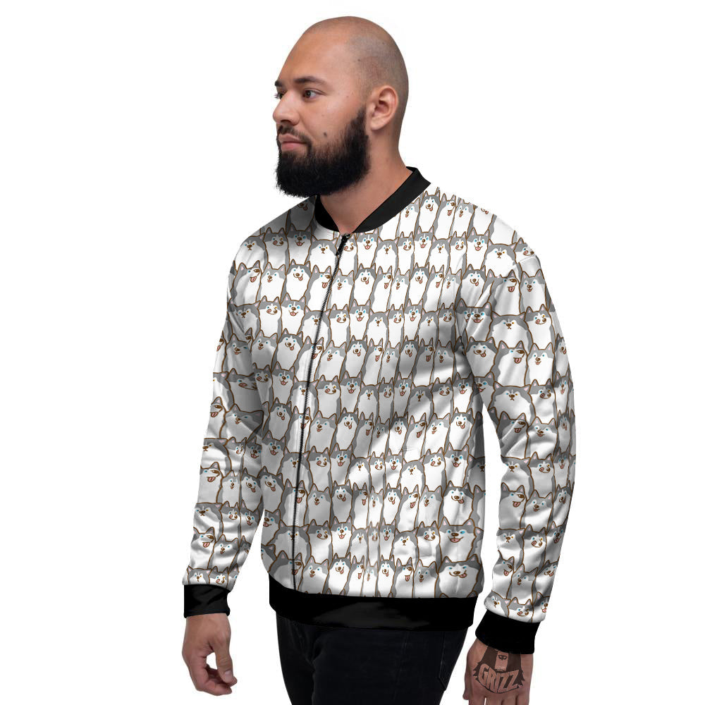 Siberian Husky Cute Print Pattern Men's Bomber Jacket-grizzshop