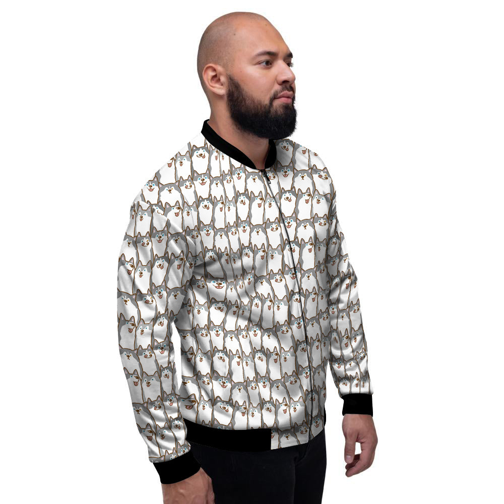 Siberian Husky Cute Print Pattern Men's Bomber Jacket-grizzshop