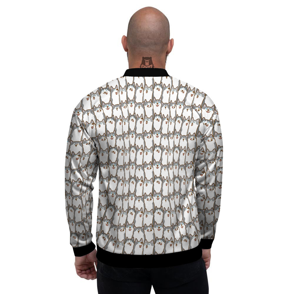 Siberian Husky Cute Print Pattern Men's Bomber Jacket-grizzshop