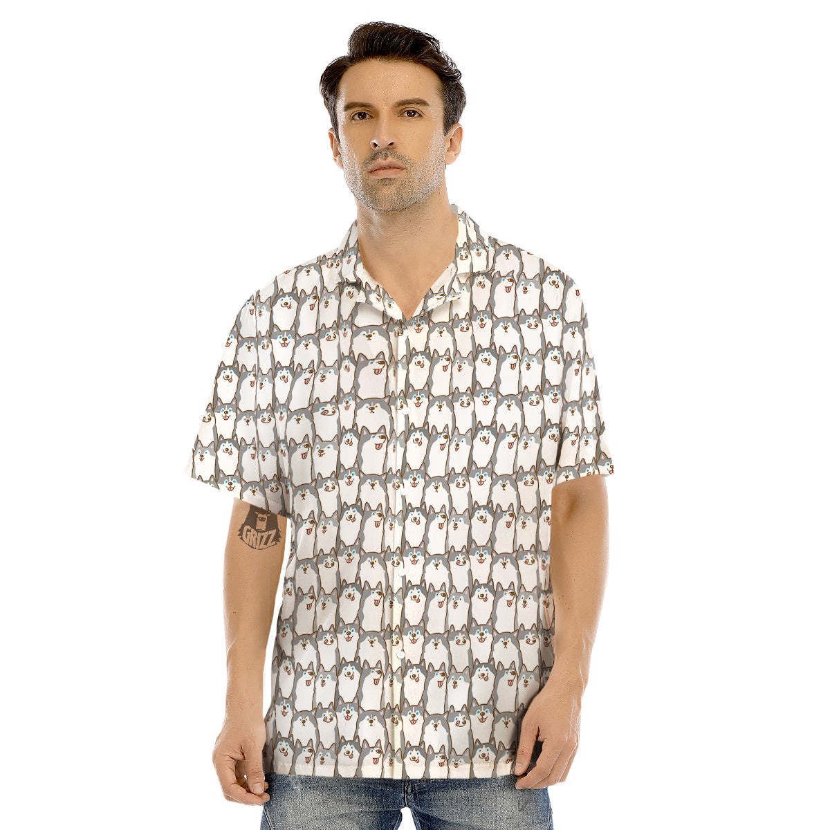 Siberian Husky Cute Print Pattern Men's Hawaiian Shirt-grizzshop
