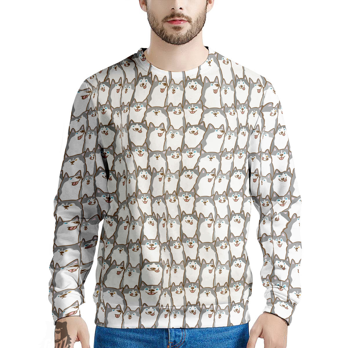 Siberian Husky Cute Print Pattern Men's Sweatshirt-grizzshop