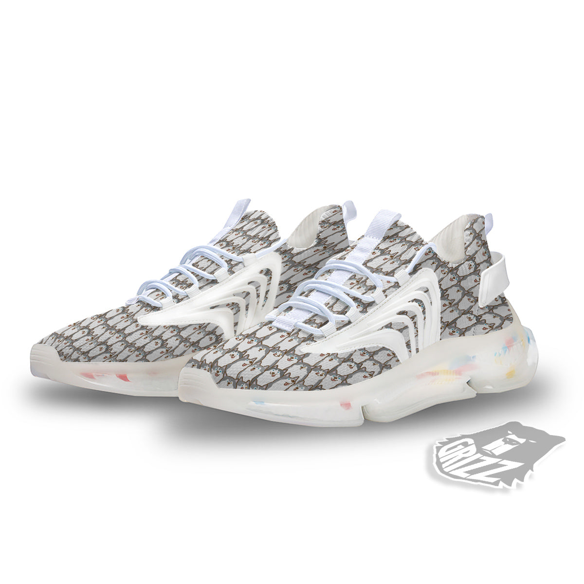 Siberian Husky Cute Print Pattern White Gym Shoes-grizzshop