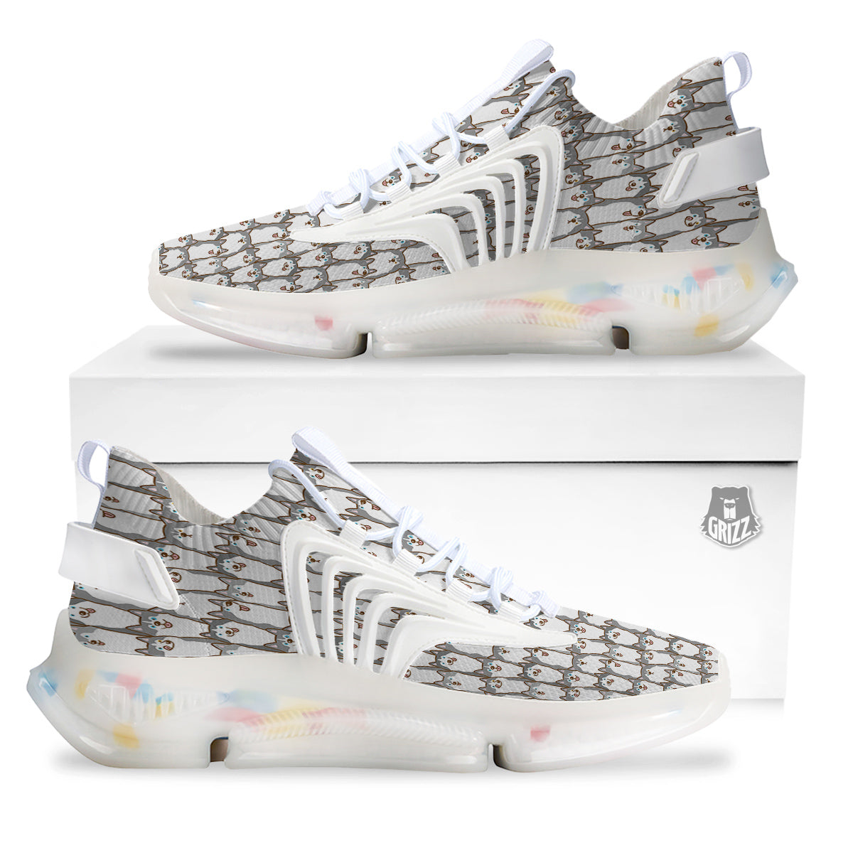 Siberian Husky Cute Print Pattern White Gym Shoes-grizzshop