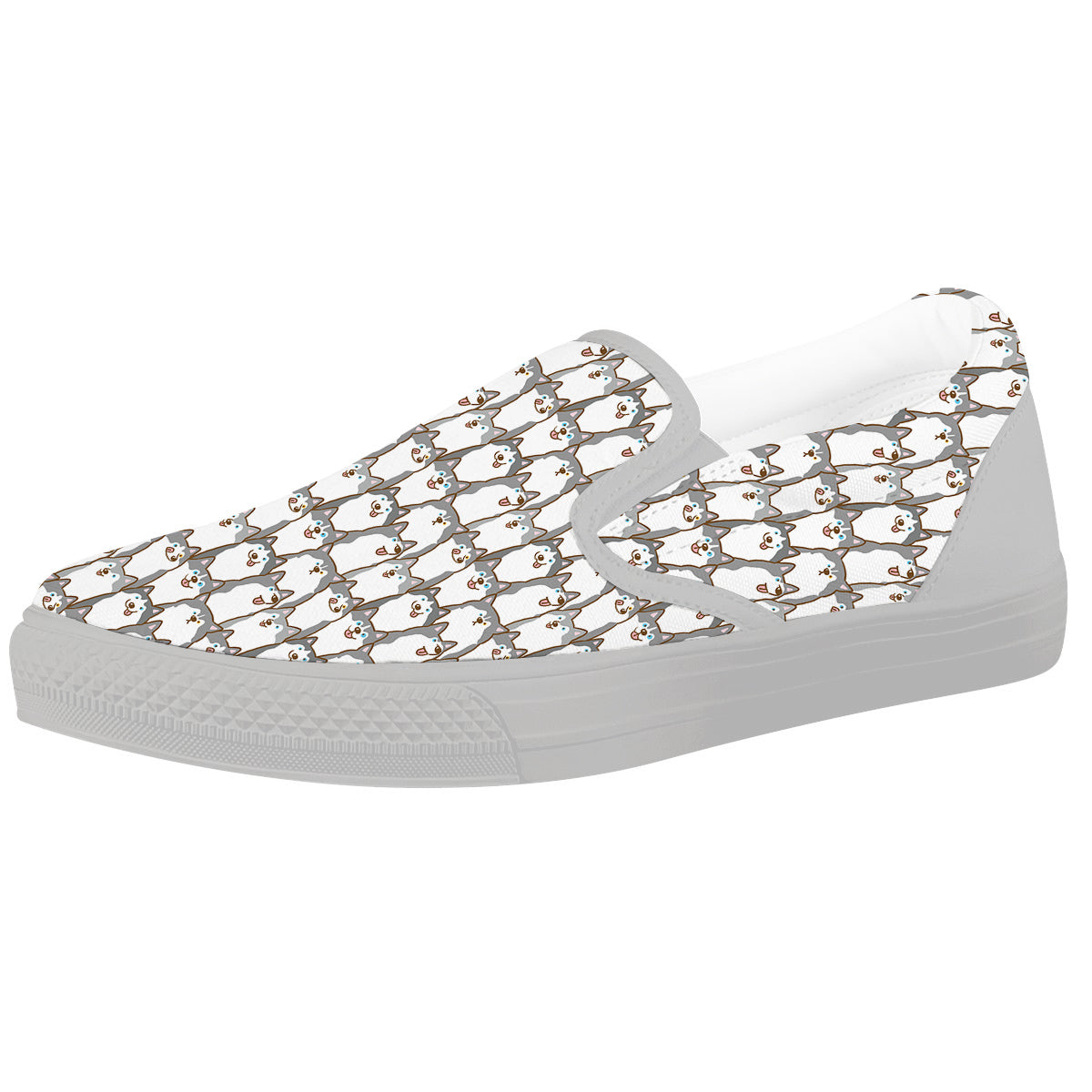 Siberian Husky Cute Print Pattern White Slip On Shoes-grizzshop