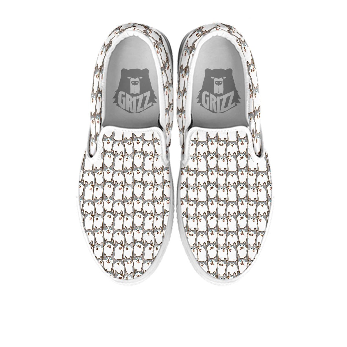 Siberian Husky Cute Print Pattern White Slip On Shoes-grizzshop