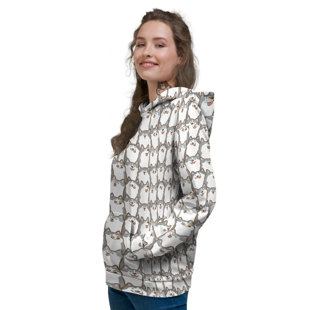 Siberian Husky Cute Print Pattern Women's Hoodie-grizzshop
