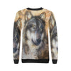 Siberian Husky Drawing Print Women Crewneck Sweatshirt-grizzshop