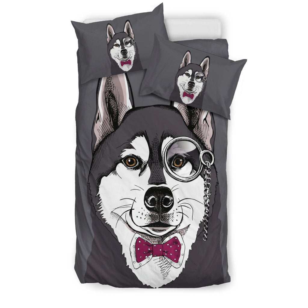 Siberian Husky Funny Glass Print Duvet Cover Bedding Set-grizzshop