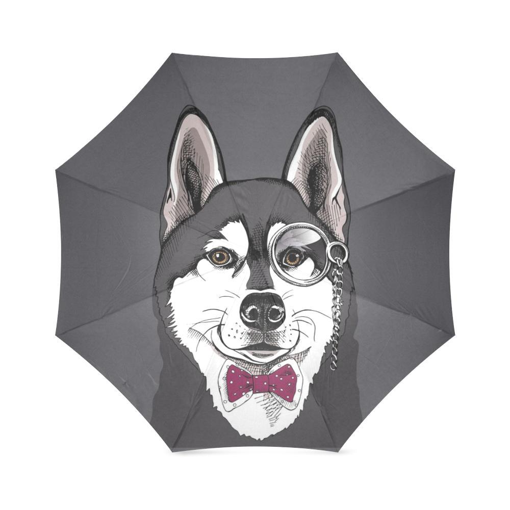 Siberian Husky Funny Glass Print Foldable Umbrella-grizzshop