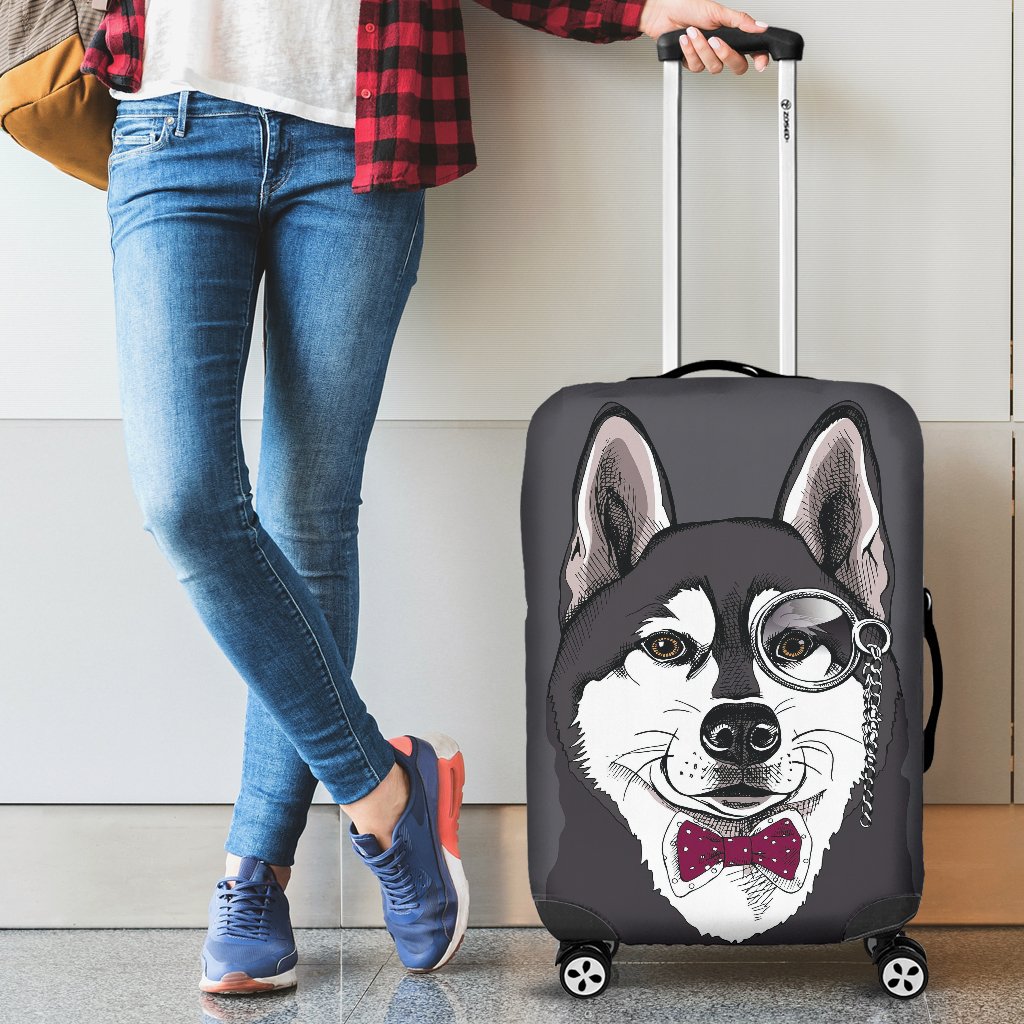 Siberian Husky Funny Glass Print Luggage Cover Protector-grizzshop