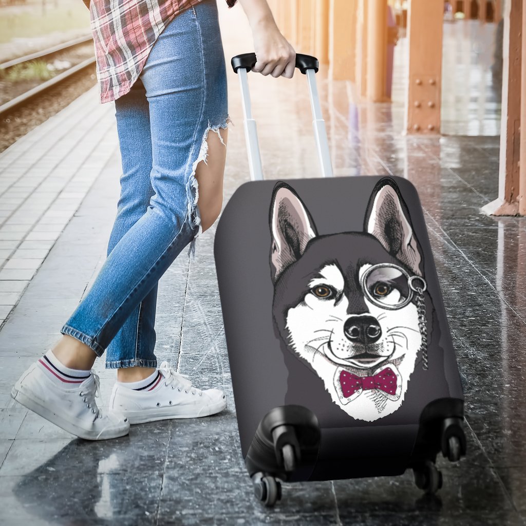 Siberian Husky Funny Glass Print Luggage Cover Protector-grizzshop