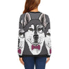 Siberian Husky Funny Glass Print Women Crewneck Sweatshirt-grizzshop