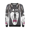 Siberian Husky Funny Glass Print Women Crewneck Sweatshirt-grizzshop