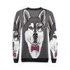 Siberian Husky Funny Glass Print Women Crewneck Sweatshirt-grizzshop