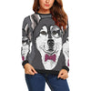 Siberian Husky Funny Glass Print Women Crewneck Sweatshirt-grizzshop