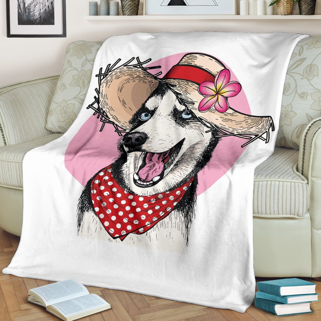 Siberian Husky Hat Print Blanket-grizzshop