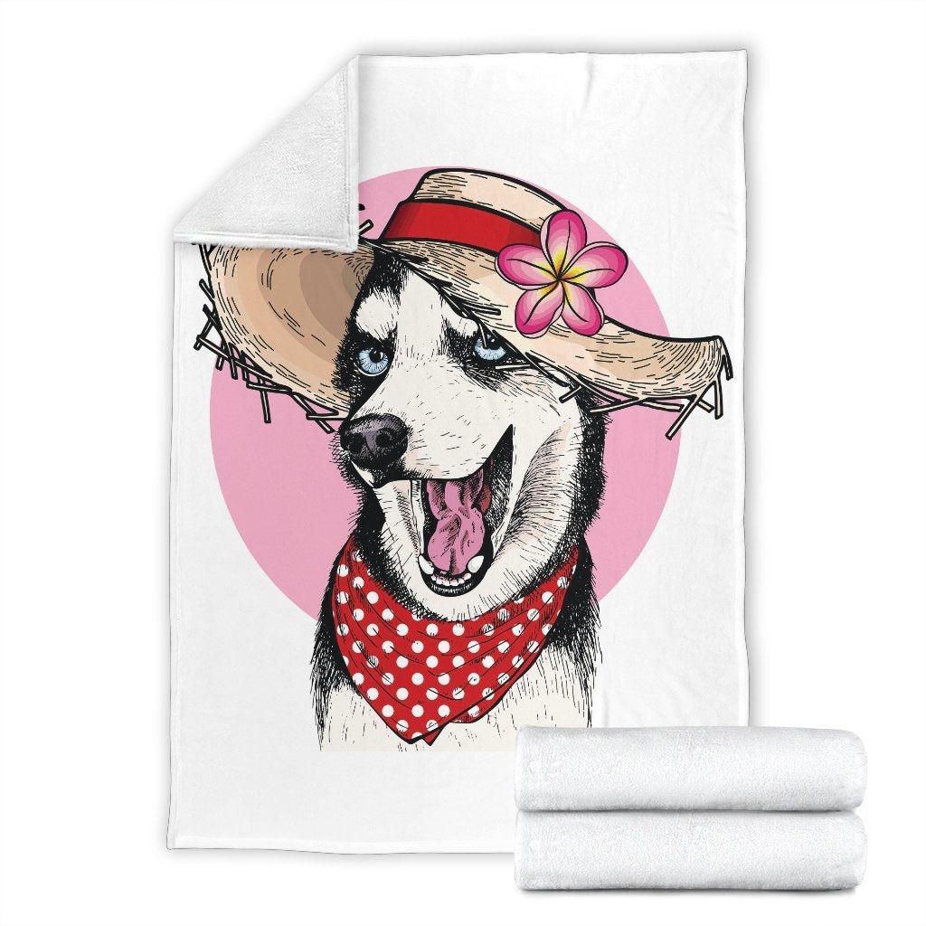 Siberian Husky Hat Print Blanket-grizzshop