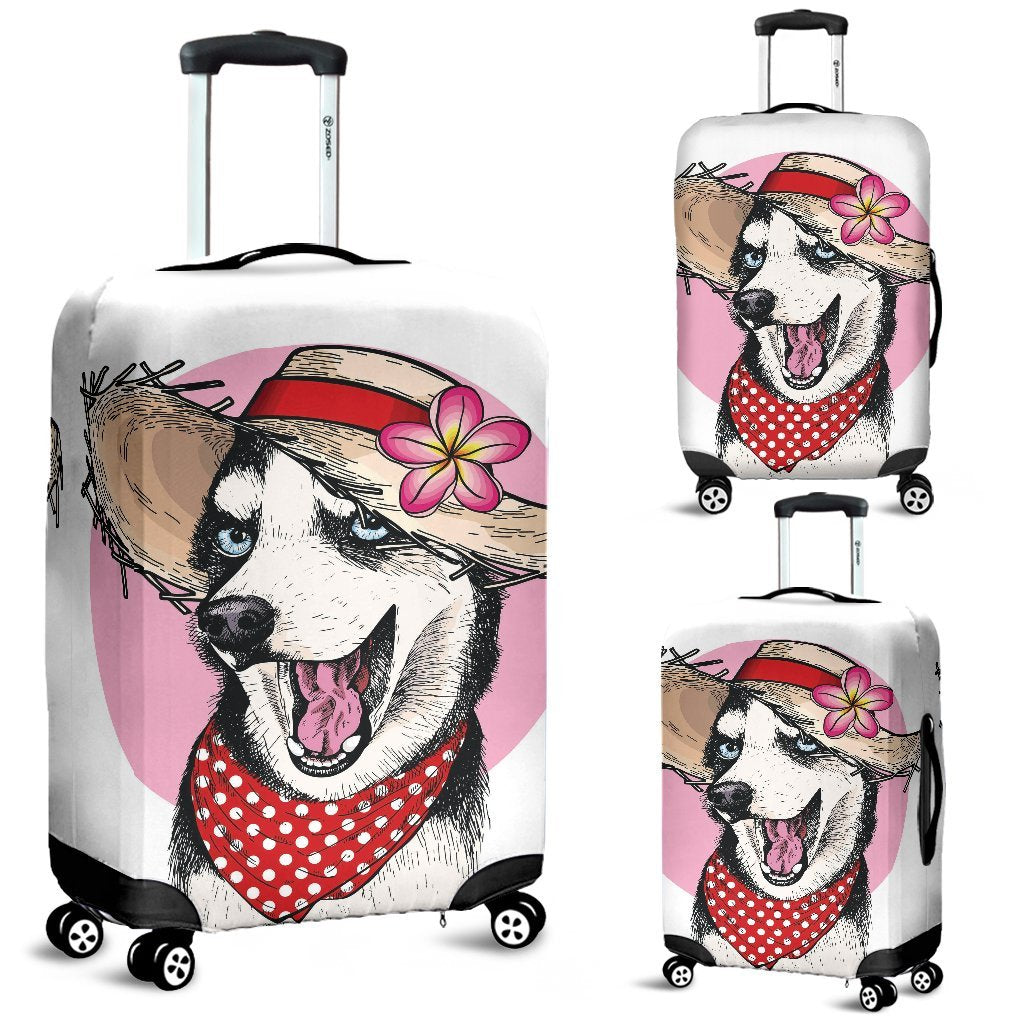 Siberian Husky Hat Print Luggage Cover Protector-grizzshop