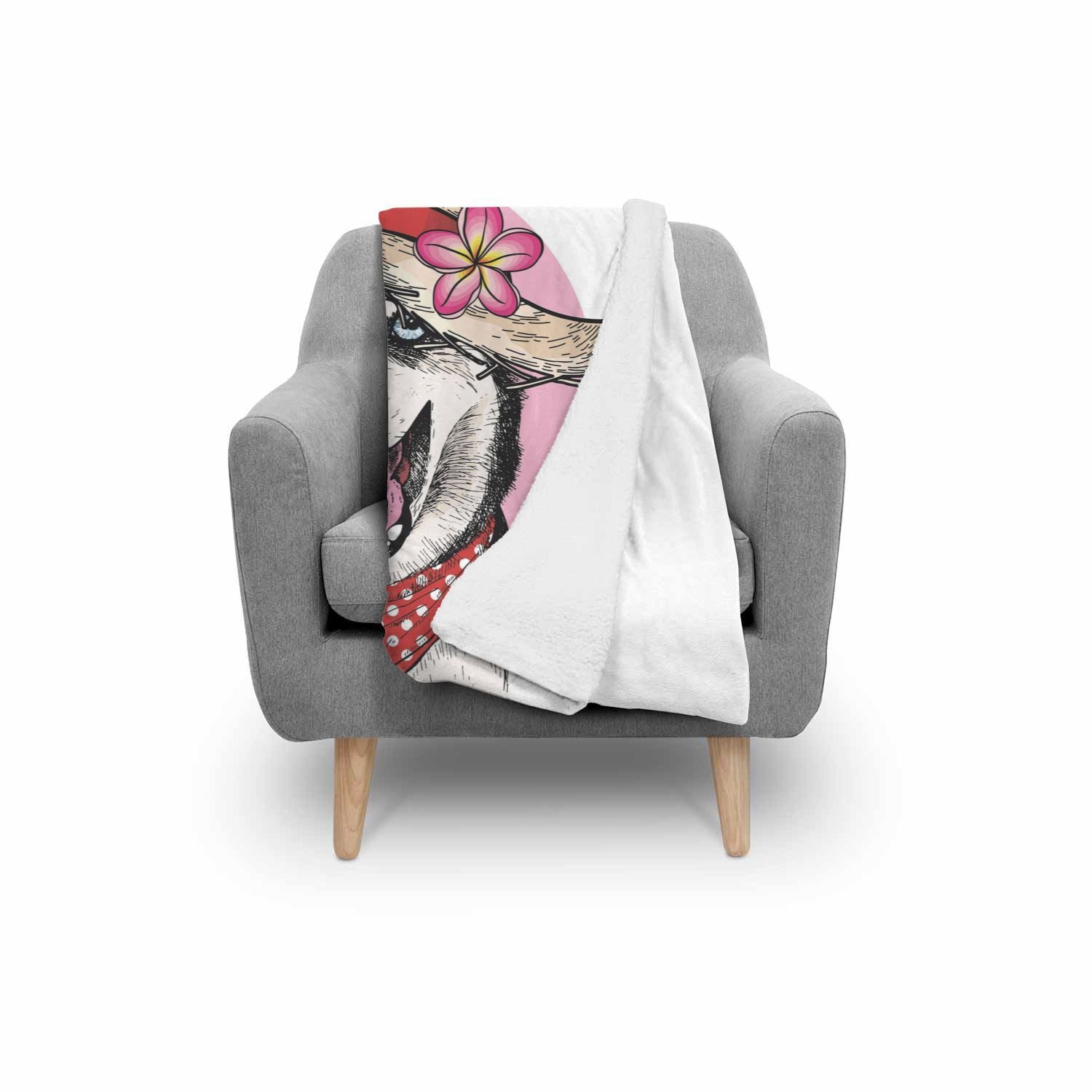 Siberian Husky Hat Print Throw Blanket-grizzshop