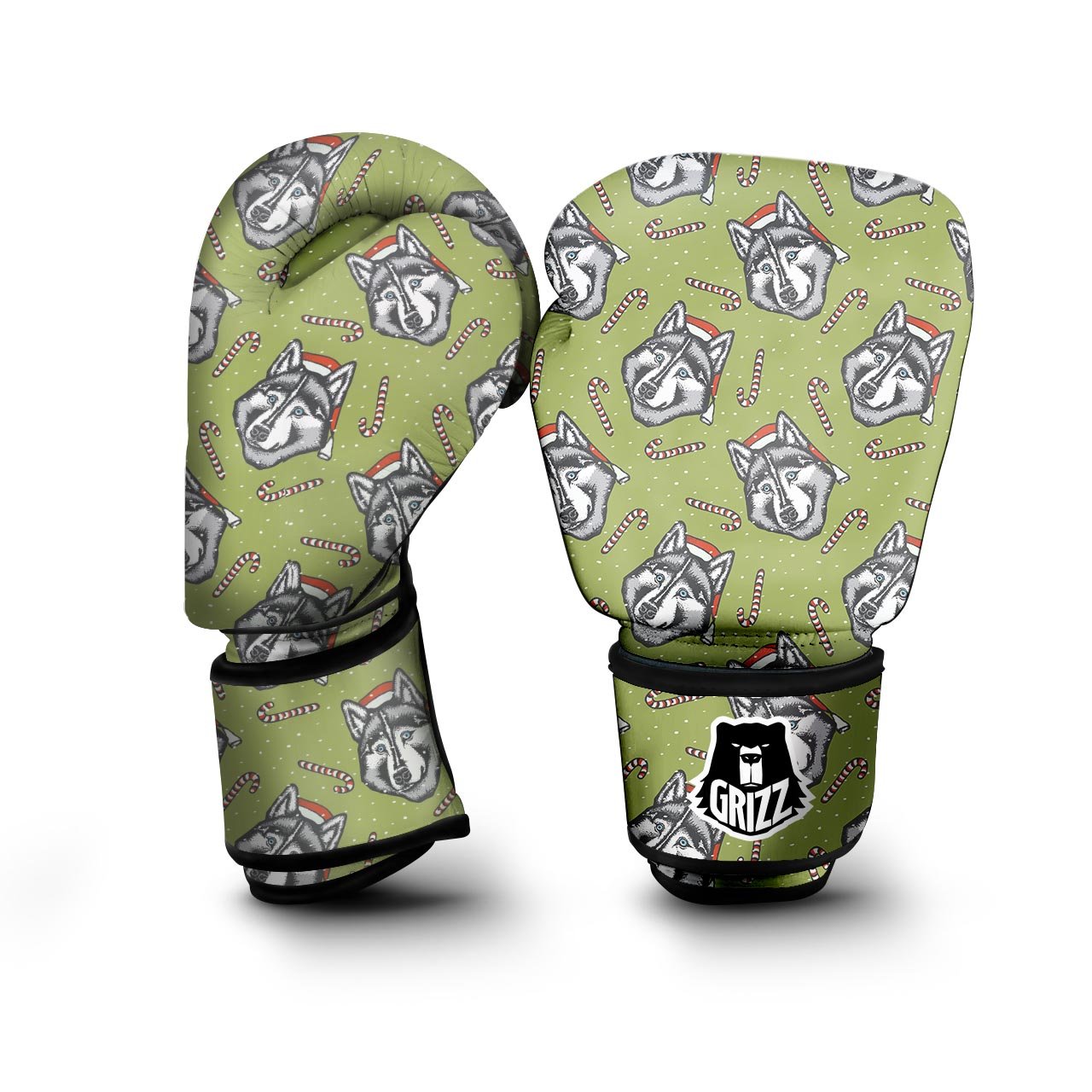 Siberian Husky Santa Print Pattern Boxing Gloves-grizzshop