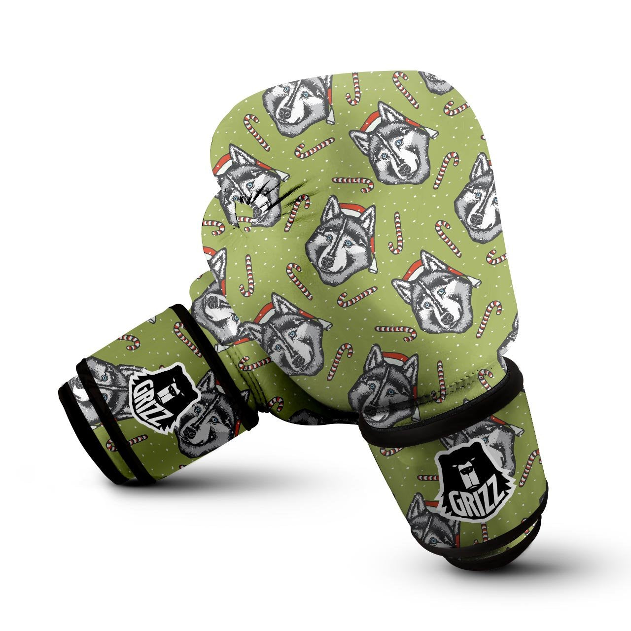 Siberian Husky Santa Print Pattern Boxing Gloves-grizzshop