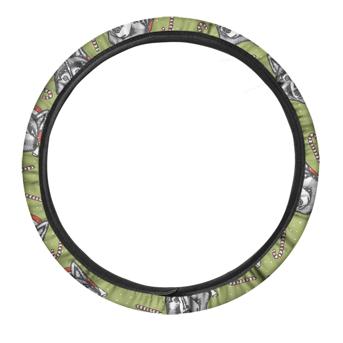 Siberian Husky Santa Print Pattern Car Steering Wheel Cover-grizzshop