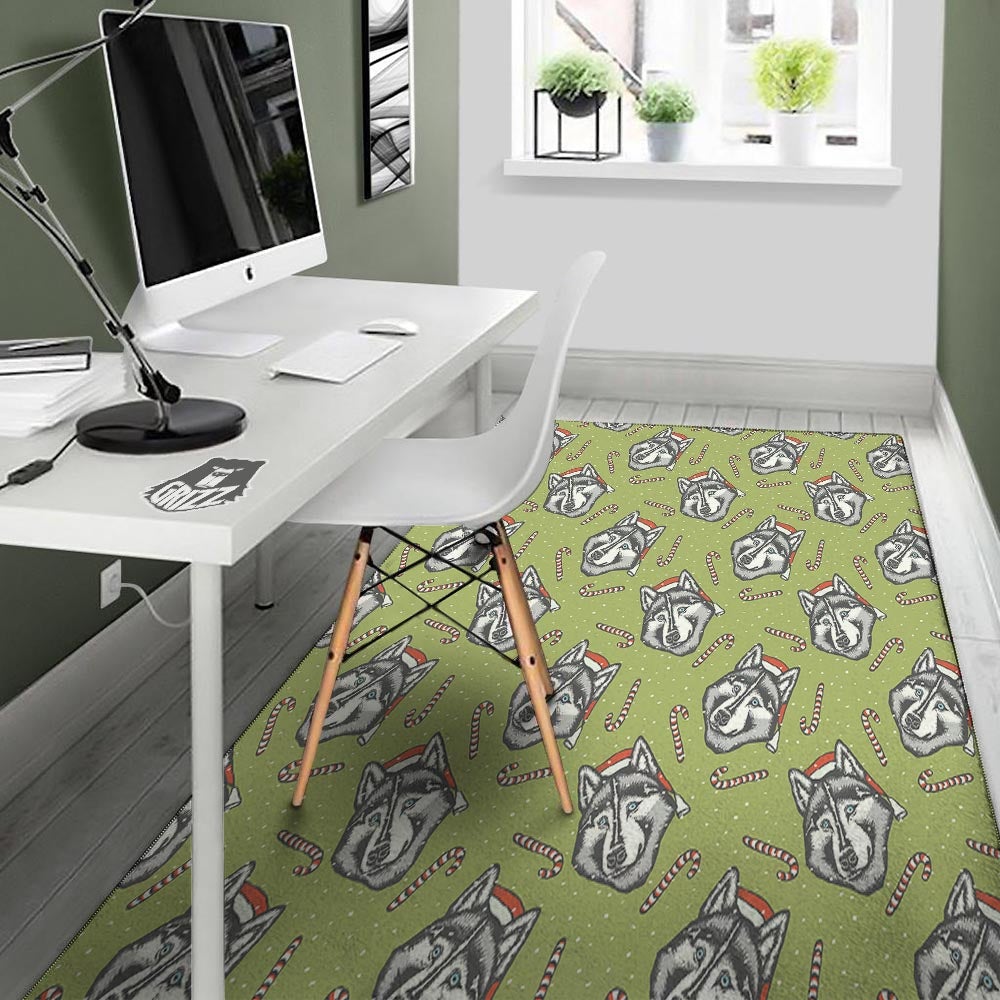Siberian Husky Santa Print Pattern Floor Mat-grizzshop