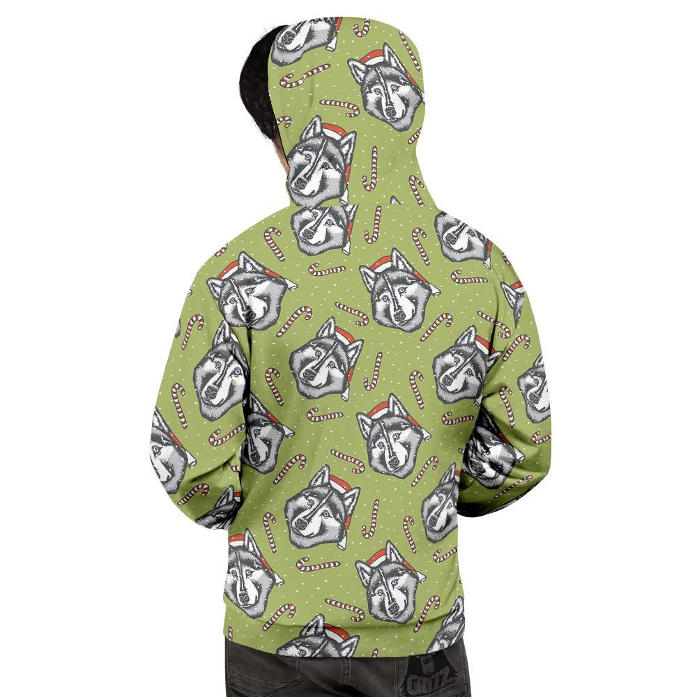 Siberian Husky Santa Print Pattern Men's Hoodie-grizzshop