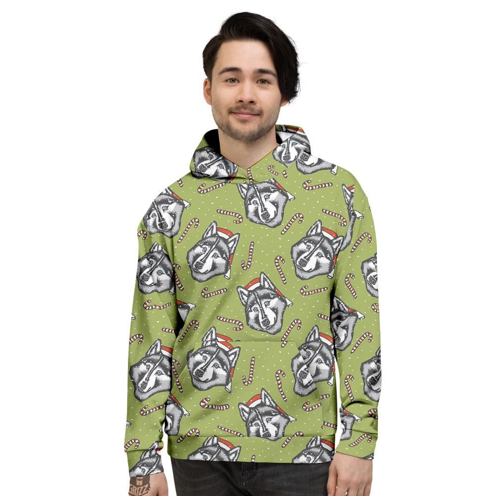 Siberian Husky Santa Print Pattern Men's Hoodie-grizzshop