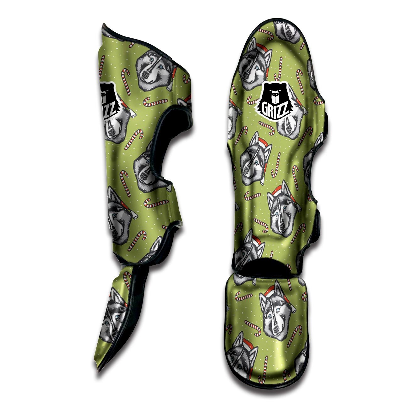 Siberian Husky Santa Print Pattern Muay Thai Shin Guards-grizzshop