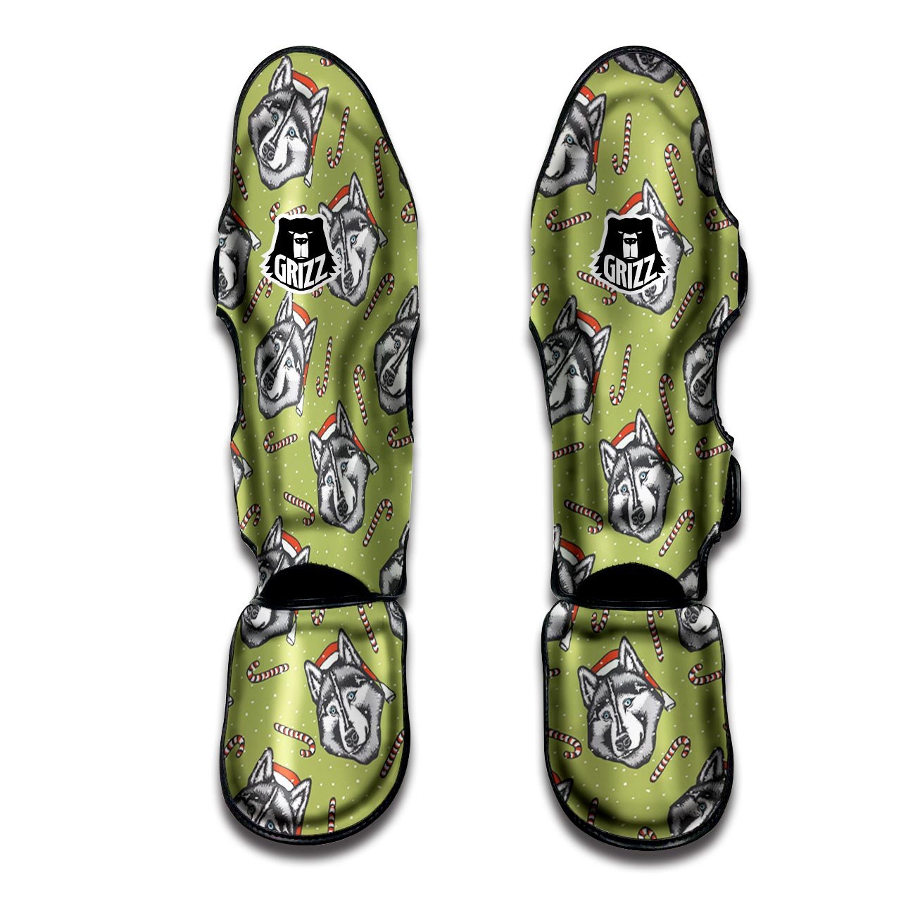Siberian Husky Santa Print Pattern Muay Thai Shin Guards-grizzshop