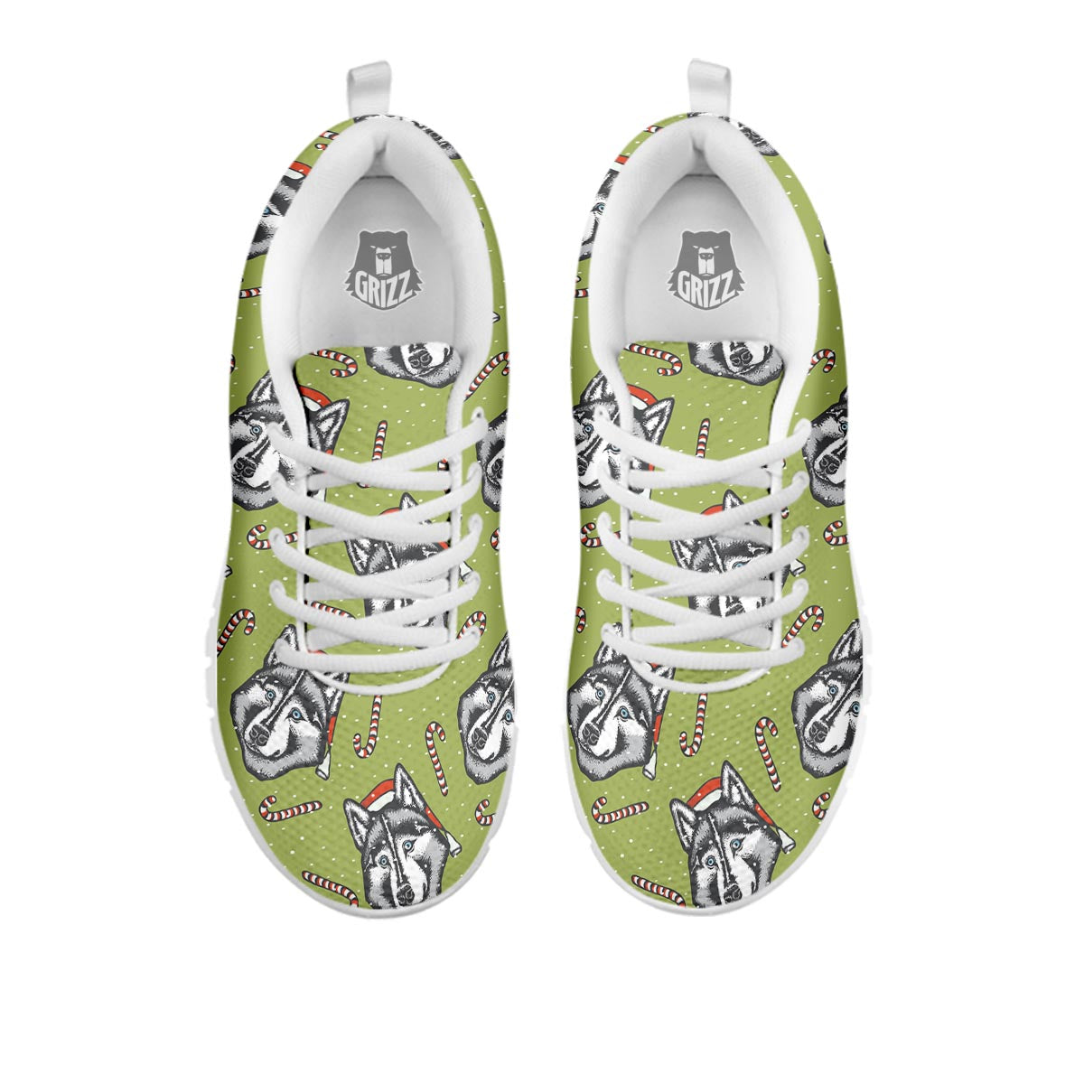 Siberian Husky Santa Print Pattern White Sneaker-grizzshop
