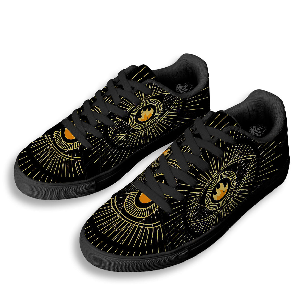 Sight Masonic Eye Print Black Low Top Sneakers-grizzshop