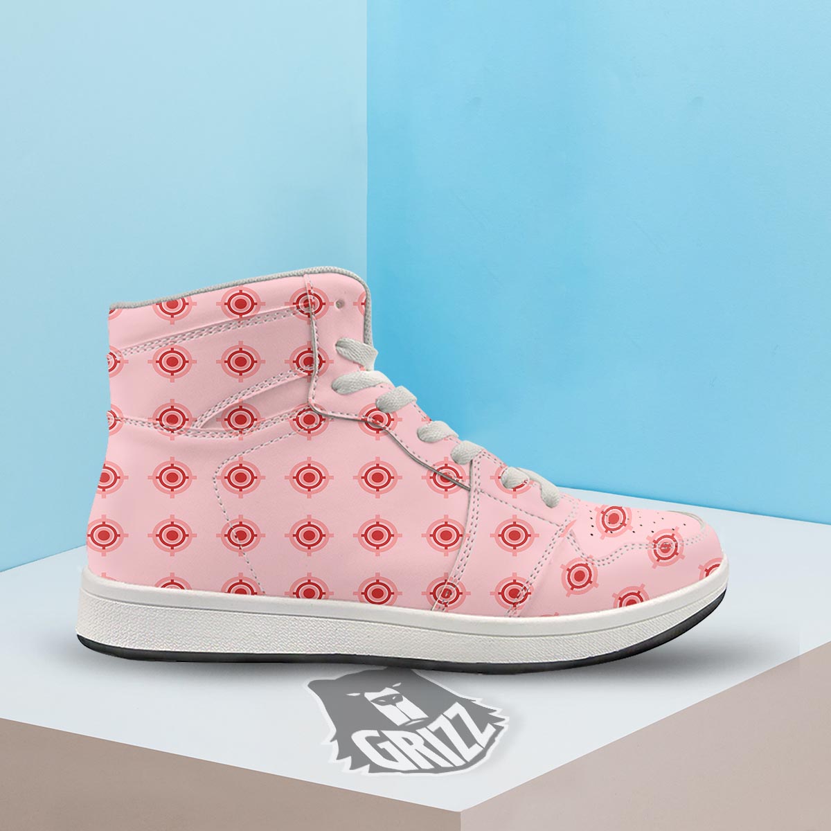 Sight Red Gun Print Pattern High Top Sneakers-grizzshop