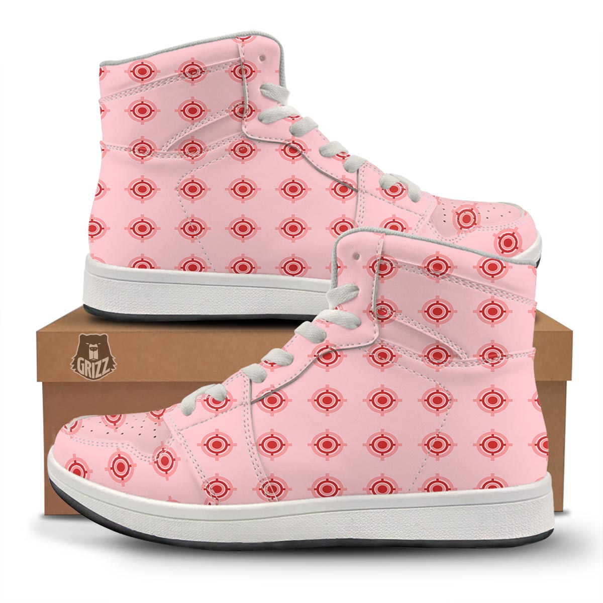 Sight Red Gun Print Pattern High Top Sneakers-grizzshop
